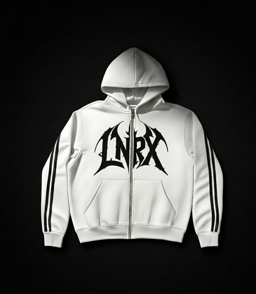 LNRX White Y2K Gothic Tracksuit | Full Zip Hoodie & Jogger Set